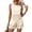 #02Beige, variant on Short Outfits For Women 2 Piece Sets Summer Eyelet Embroidery Sleeveless Scalloped Tank Top & Drawstring Shorts Set Yellow L