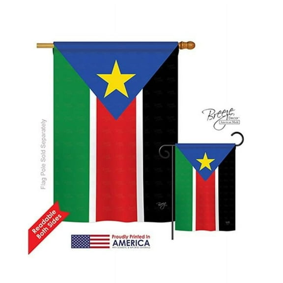 Breeze Decor 08296 South Sudan 2-Sided Vertical Impression House Flag - 28 x 40 in.