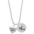 thumbnail image 1 of Delight Jewelry Silvertone Little Sister Heart Silvertone Script Initial Disc - K - Charm Necklace, 20"+3", 1 of 4