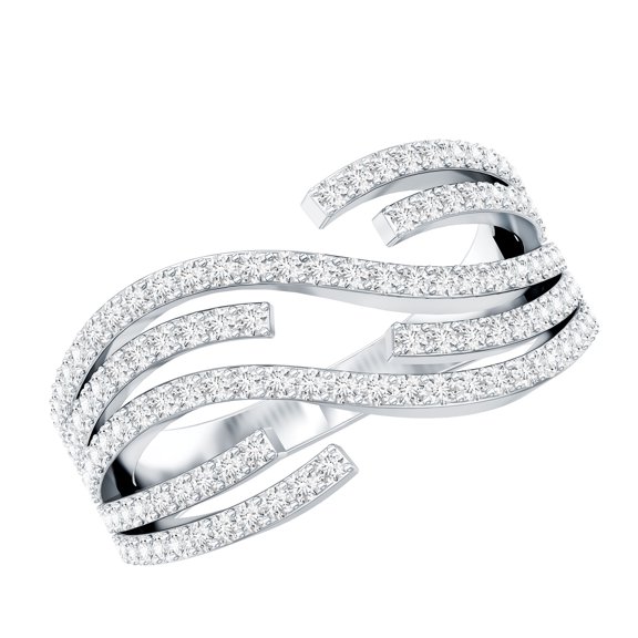 Rosec Jewels Lab Created Diamond Wedding Band for Women - Statement Infinity Ring - EF-VS Quality, 925 Sterling Silver, US 4.00