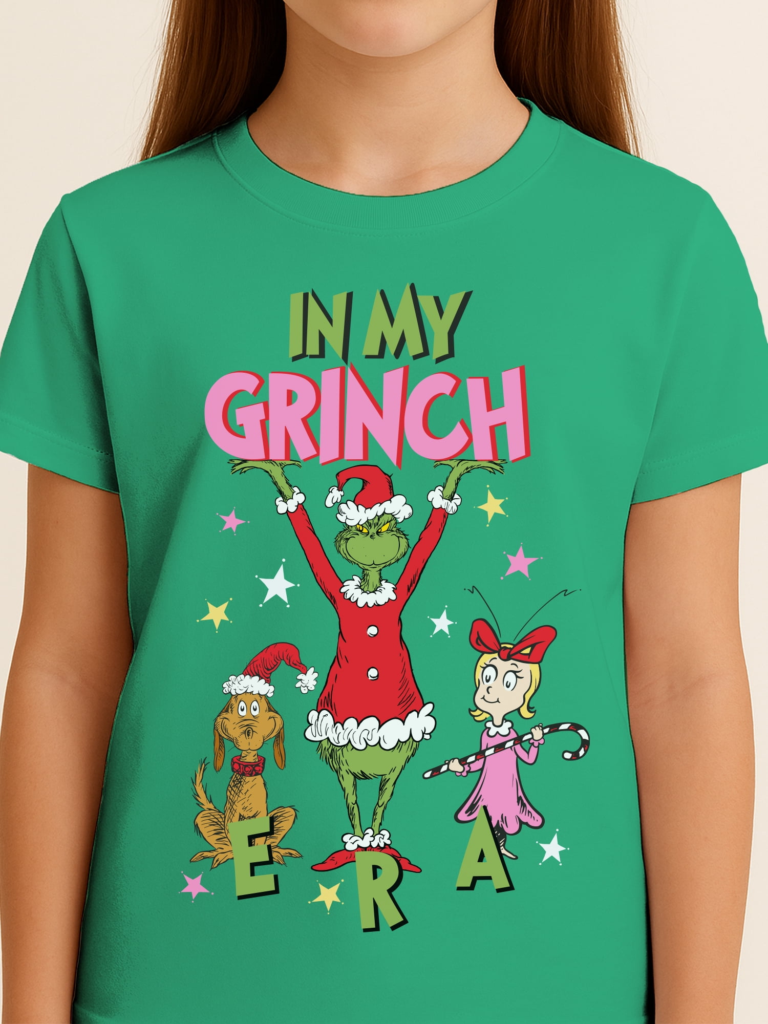 The Grinch In My Grinch Era Girls Graphic Tee with Short Sleeves, Sizes 4-16
