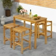 thumbnail image 3 of Patiojoy 4-Pack Outdoor Bar Stools Patio Bar Stools w/ Ergonomic Seat & Comfortable Footrest Acacia Wood Bar Stools Set, 3 of 9