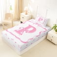 thumbnail image 4 of Erosebridal Kid Cute Bowknot Twin Sheet Sets, Initial P Letter Bedding, 3-Piece, 4 of 5