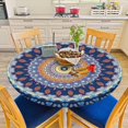 thumbnail image 6 of Mandala Round Tablecloth Colorful Watercolor Kaleidoscope Oriental Vintage Flower Elastic Fitted Table Cover Washable Tablecloths for Kitchen Dining Party 40-44 inch, 6 of 6
