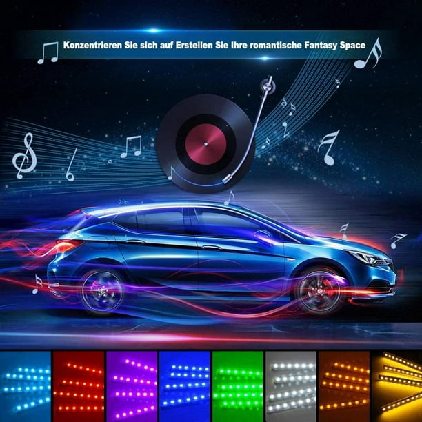 Éclairage intérieur LED de voiture, éclairage intérieur de voiture de  musique multicolore LED sous le kit d'éclairage du tableau de bord avec  fonction active sonore et télécommande sans fil, 