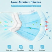 Face Mask Disposable Adults 3Ply Non-Woven with Nose Clip Ear Loop Blue 100 Pcs