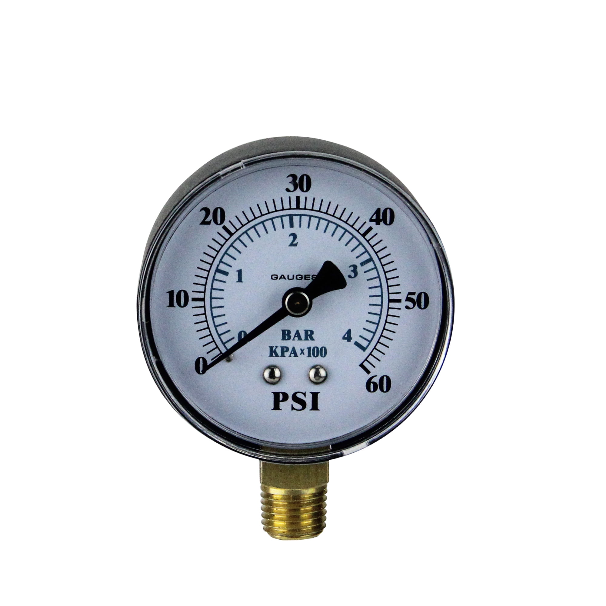 bottom mount `xh 1/4" npt air pressure gauge 0-30 psi side 