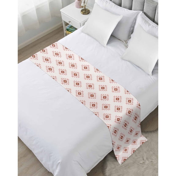 Xipuska White Boho Geometric Bed Runners for Twin Size Bed, Decorative Bed Throws for Foot of Bed, Modern Simple Aztec Ethnic Pattern Bed Runner Sofa Throw Bedding Scarf Slipcover for Bedroom