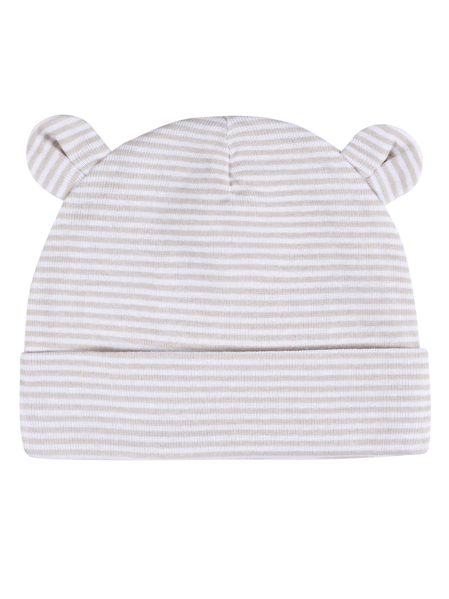Gerber Baby Boy or Girl Neutral White Cotton Caps with Ears, 3-Pack, Sizes Newborn - 0/6 Months