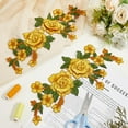 thumbnail image 3 of 2Pcs Gold Embroidered Flower Patches Sew On Rose Bouquet Applique Retro Floral Pair Polyester Ornament for Headpiece Clothing Bag Jeans Pants Wedding Bridal Garments Sewing Embellishments Goldenrod, 3 of 9