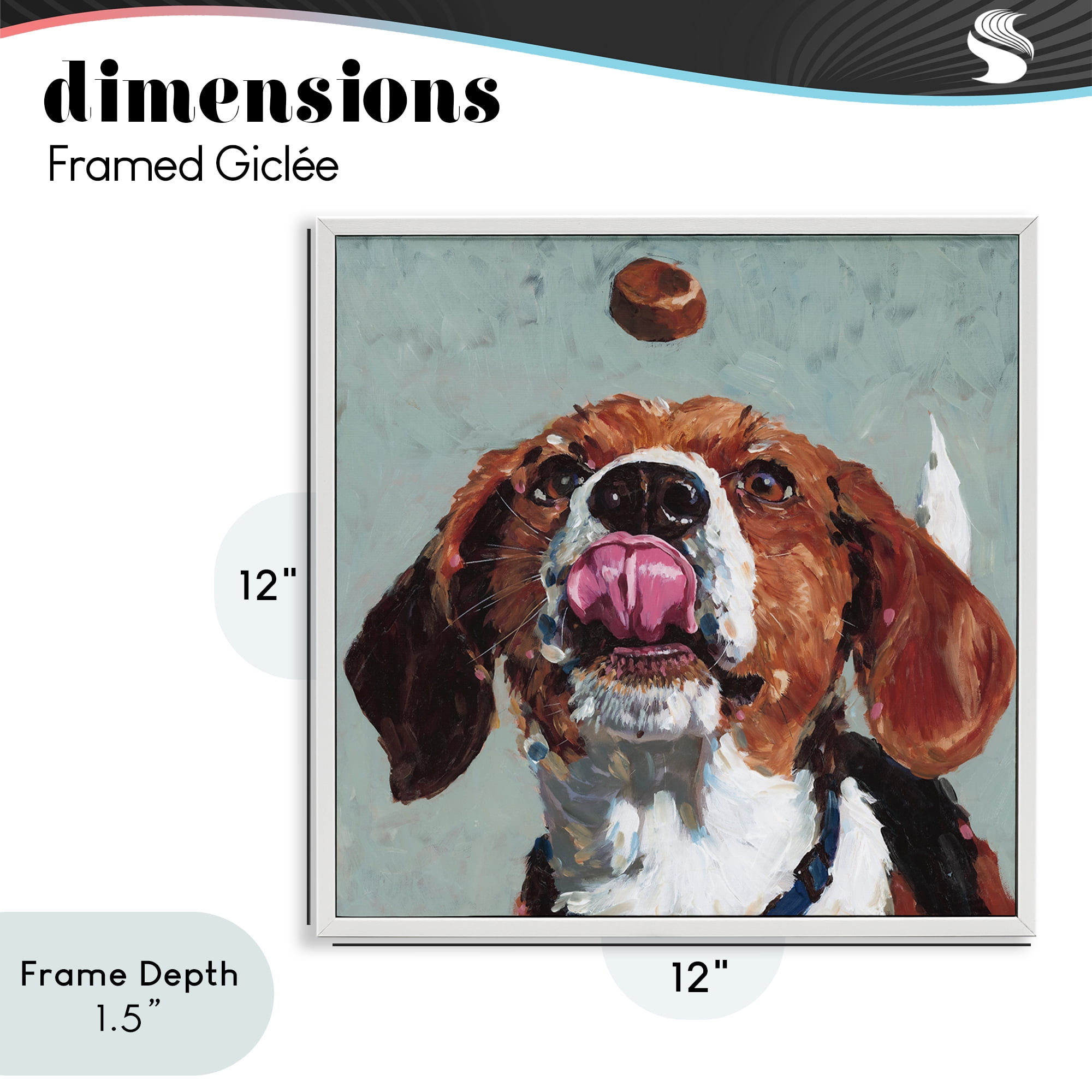Stupell Industries Beagle Treat Excitement White Framed Giclee Art, design by Studio Bautista