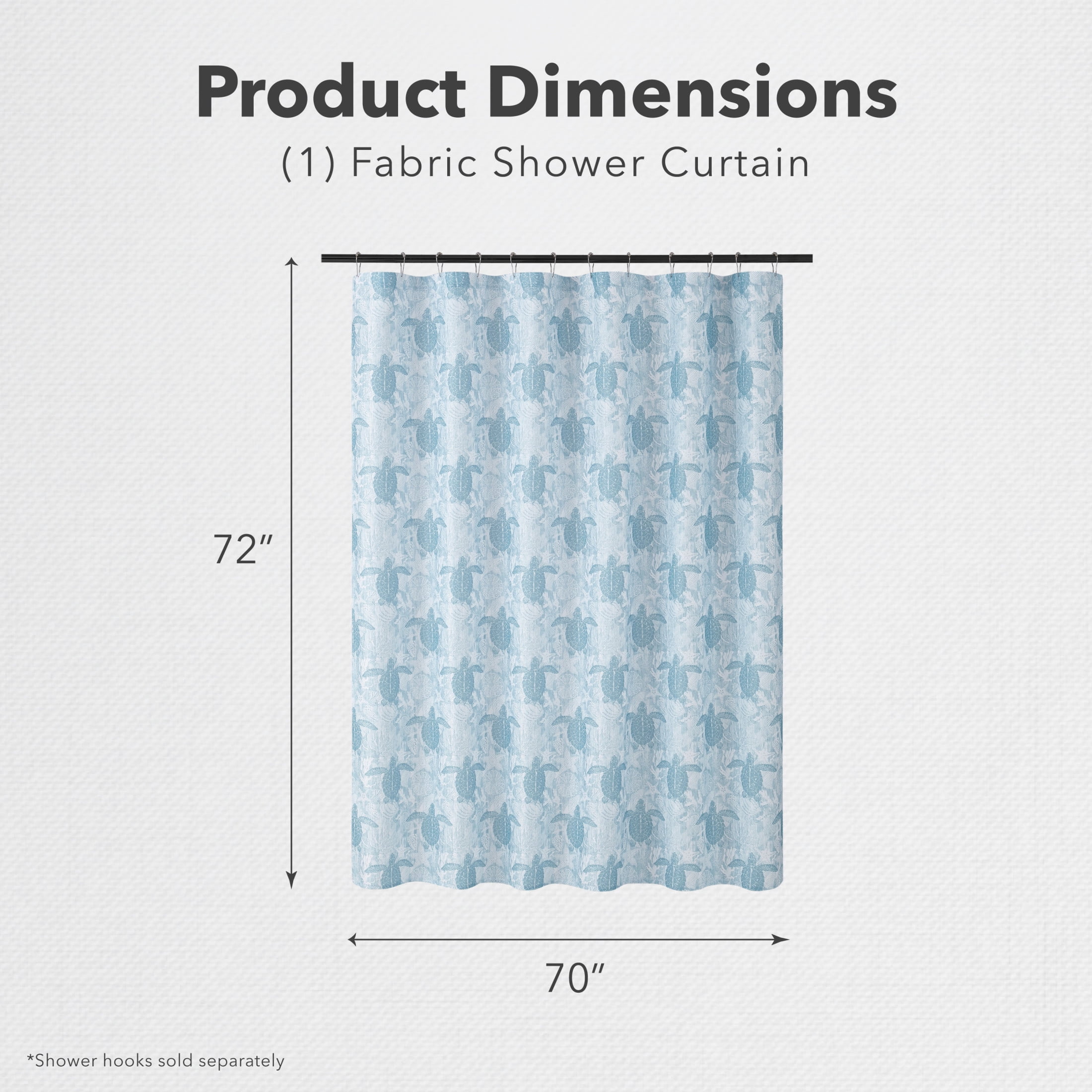 Creative Home Ideas 70" x 72" Fabric Bathroom Shower Curtain, Poseidon Blue
