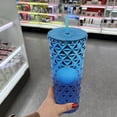 thumbnail image 2 of Summer 710 800ml Reusable Cup With Lid And Straw Cold Drink Cup With Straw Clear Cup Double Layer Large Capacity Straw Cup Creative Portable Lid Piercing, 2 of 9