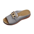thumbnail image 2 of Xdegoge Women's Flat Slide Sandals Open Toe Summer Shoes Metal Buckle Slip On Casual Beach Vacation Cozy Daily Walking Footwear, 2 of 8