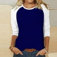 thumbnail image 2 of FNFYFH Raglan Shirts for Women Dressy 3/4 Sleeve Baseball Tee Tunic Crewneck Color Block Shirt Summer Trendy 3/4 Length Sleeve Cute Tops Causal Loose Fit Breathable Top, 2 of 3
