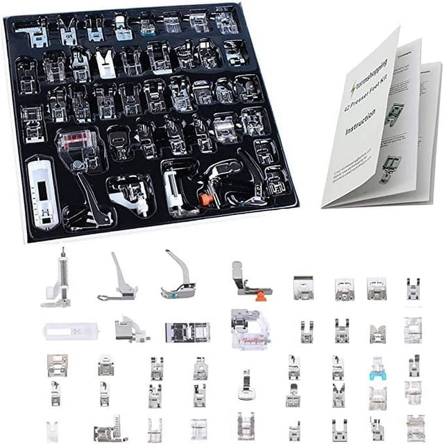 Professional 32 Pcs Sewing Machine Sewing Foot Presser Set for Brother Simplicity and Kenmore Low Shank Sewing Machines