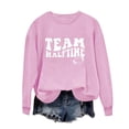thumbnail image 3 of Jinhomg Women Football Sweat Shirt 2026 Trendy Letter Print Pullover Lightweight Comfortable Long Sleeve Crewneck Sweatshirts Fall Casual Streetwear Tops Pink S, 3 of 5