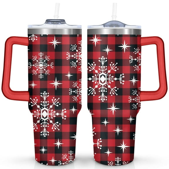 40oz Christmas Tumbler with Handle & Straw - Insulated Stainless Steel Travel Mug,Leakproof,Cup Holder Friendly,Dishwasher Safe,for Hot/Cold Drinks.