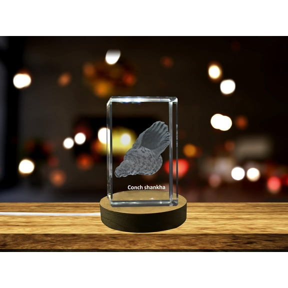 Conch Shankha 3D Engraved Crystal 3D Engraved Crystal Keepsake/Gift/Decor/Collectible/Souvenir