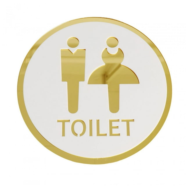 Señal de puerta de baño hueca, señal de identificación de baño, señalización redonda acrílica para baño, señales de puerta de baño para cafetería y Estilo C