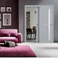 thumbnail image 2 of Sliding Closet Bypass Doors with Frosted Glass | Veregio 7288 Matte Grey | Sturdy Rails Moldings Trims Hardware Set | Wood Solid Bedroom Wardrobe Doors -60" x 96" (2* 30x96), 2 of 5