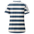 thumbnail image 5 of Women's Lace Patchwork Striped Tops Short Sleeve Round Neck Tunic T-Shirts Summer Casual Tops Pullover Tee Shirts Navy,XL, 5 of 6