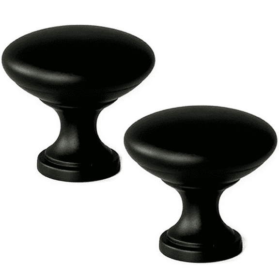 Mainstays Matte Black Round Mushroom Knob, Steel, 2 pack
