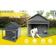 thumbnail image 4 of imerelez Large Dog House with Terrace 44.2"x44.6"x44.6" Solid Wood Weatherproof Outdoor Kennel for Dogs up to 80lbs, Gray, 4 of 9