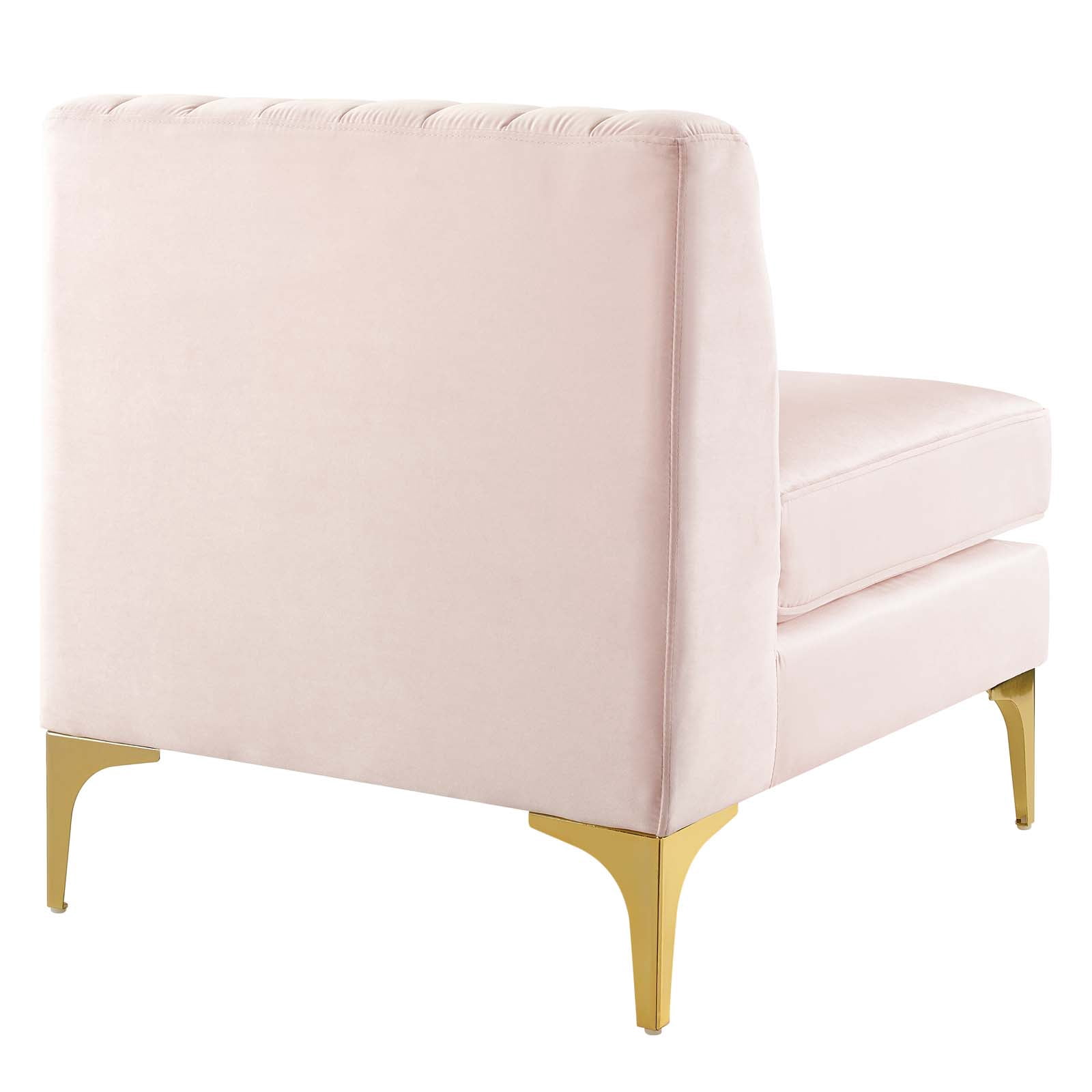 Modway Triumph Channel Tufted Performance Velvet 6-Piece Sectional Sofa in Pink