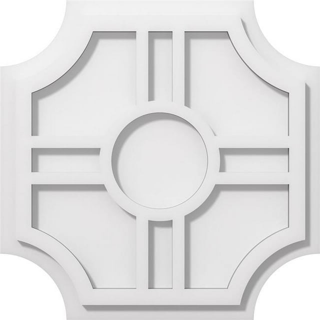 Ekena Millwork CMP14HS 14 Pouces x 4,5 Pouces Carré Haus Architectural Grade PVC Contemporain Médaillon de Plafond