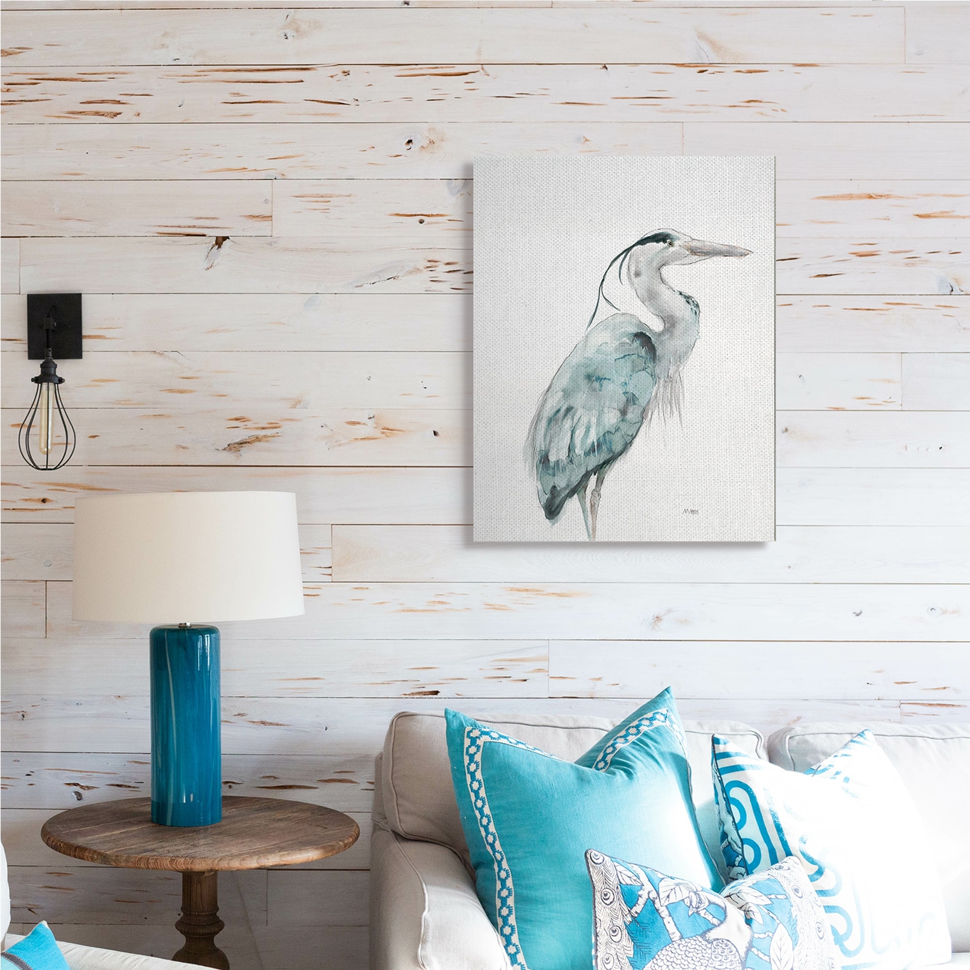 Stupell Industries Watercolor Crane Soft Blue Tones Aquatic Bird,24 x 30,Designed by Patti Mann