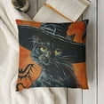 thumbnail image 3 of YINGXI Orange Halloween Pillow Cover Cat Spooky Halloween Pillow Decorative Throw Pillow Cases Fall Throw Pillow Decorations Outdoor Couch Cushion Covers Decor 18x18in, 3 of 5