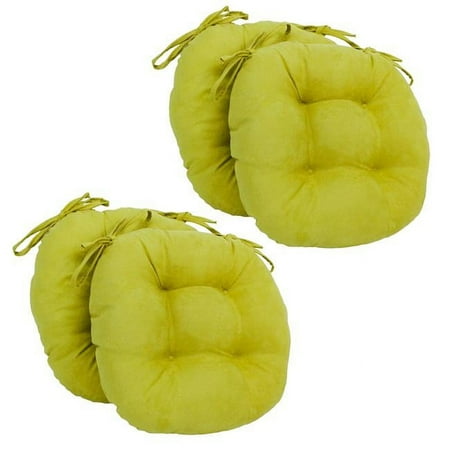 

16 in. Solid Microsuede Round Tufted Chair Cushions Mojito Lime - Set of 4