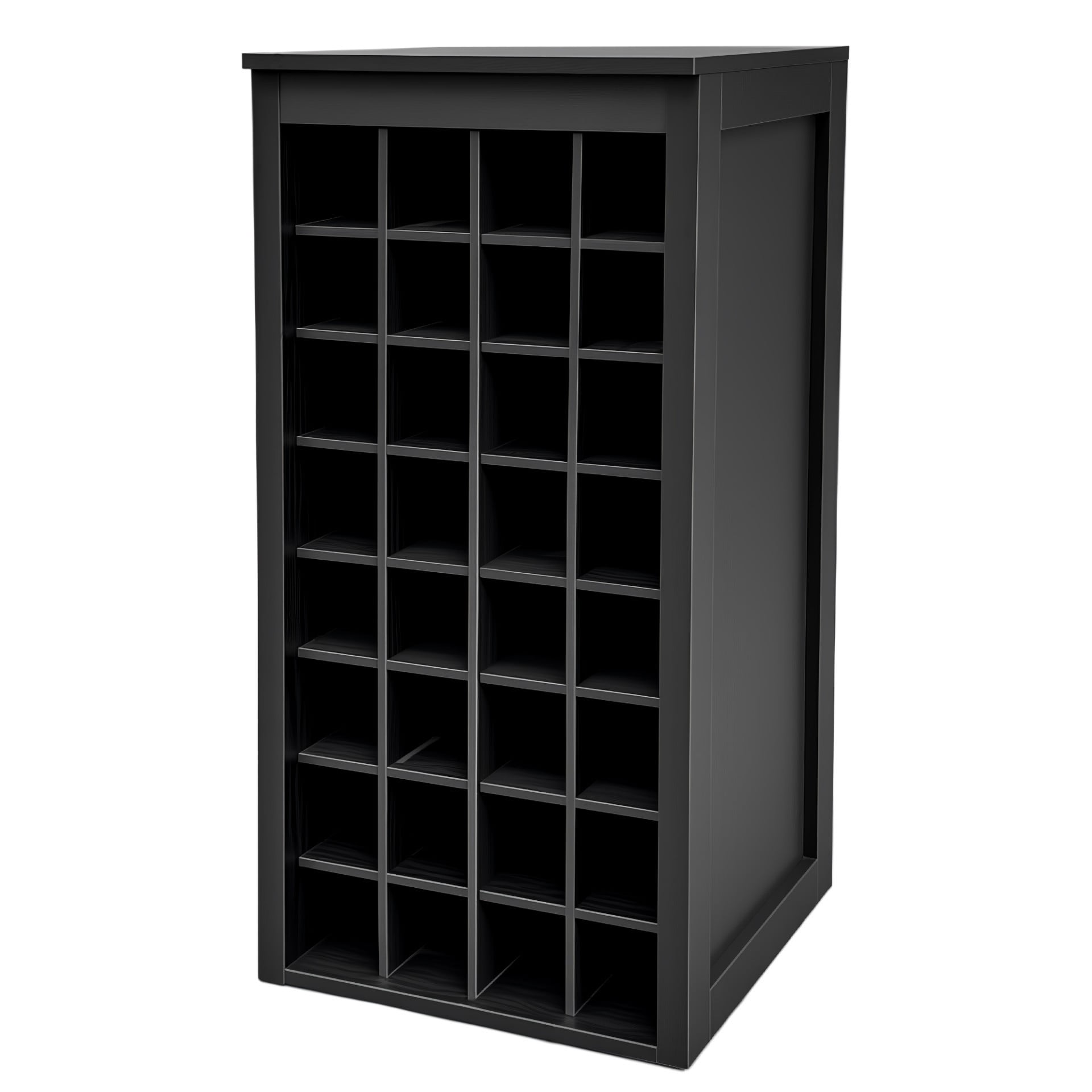 Wine Bar Cabinet 32 Bottle Storage Rack, Freestanding Buffet Cabinet Modular Wine Storage Organizer for Kitchen Dining Room, Black