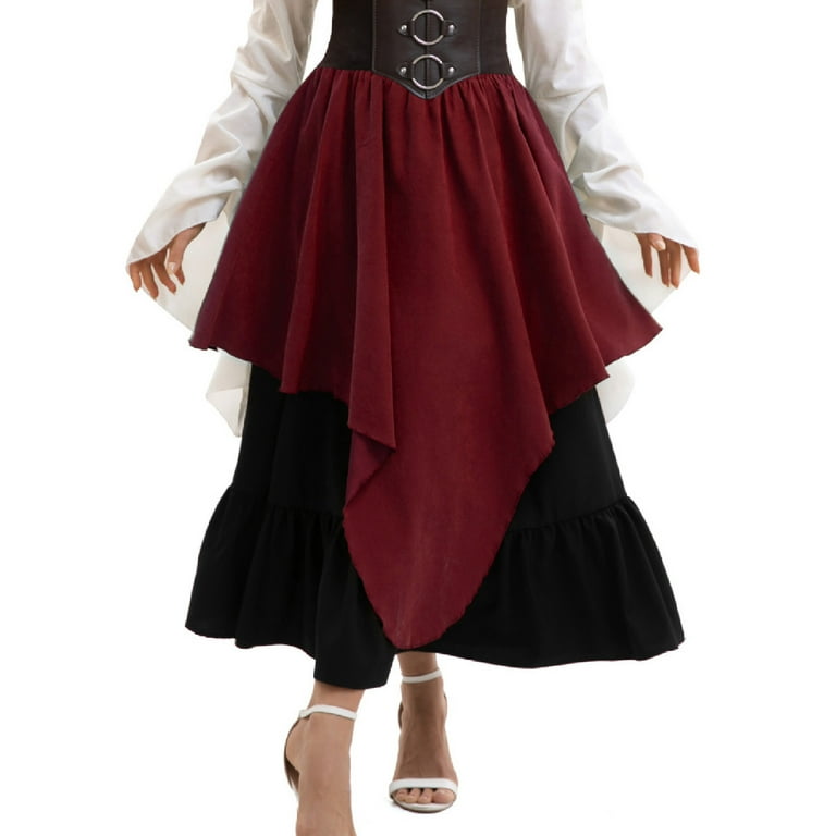 Medieval Renaissance Layered Skirt for Women Gothic Corset Waist