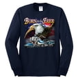 thumbnail image 2 of Wild Bobby, Born To Be Free Blad Eagle and American Flag Cars and Trucks Mens Long Sleeve Shirt, Navy, 2XL, 2 of 3