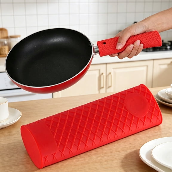 ZFSBZBS Silicone Hot Handle Holder, Heat Resistant Potholder Rubber Pot Handle Cover for Cast Iron Skillets, Sleeve Grip, Frying Pans,Red
