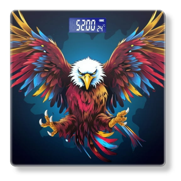 Bathroom Scale, Highly Accurate Digital Body Scale,Precisely Measures Weight up to 400 lbs-Eagle With Spread Wings In Red And Yellow Colors