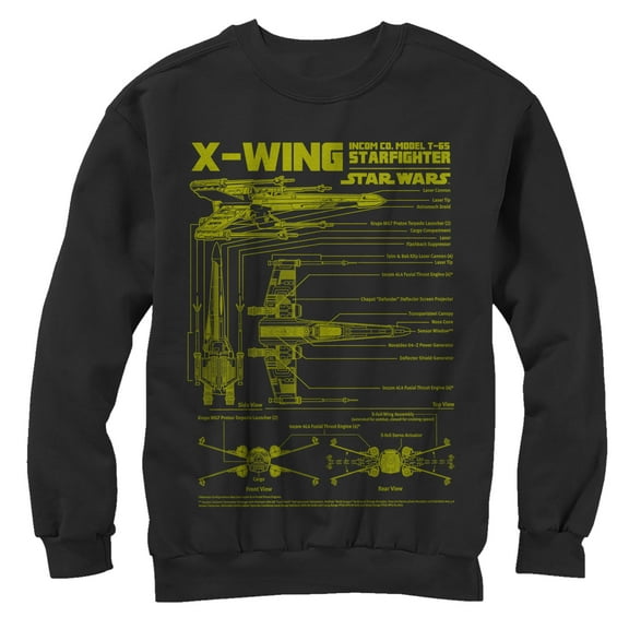 Men's Star Wars X-Wing Schematics Sweatshirt Black Medium