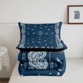 thumbnail image 5 of meiyoeat Vintage Paisley Queen Comforter Set,Rustic Western Style Comforter Sets Queen For Adults,Blue White,Black Reversible,3 Pieces,1 Comforter and 2 Pillowcases, 5 of 7