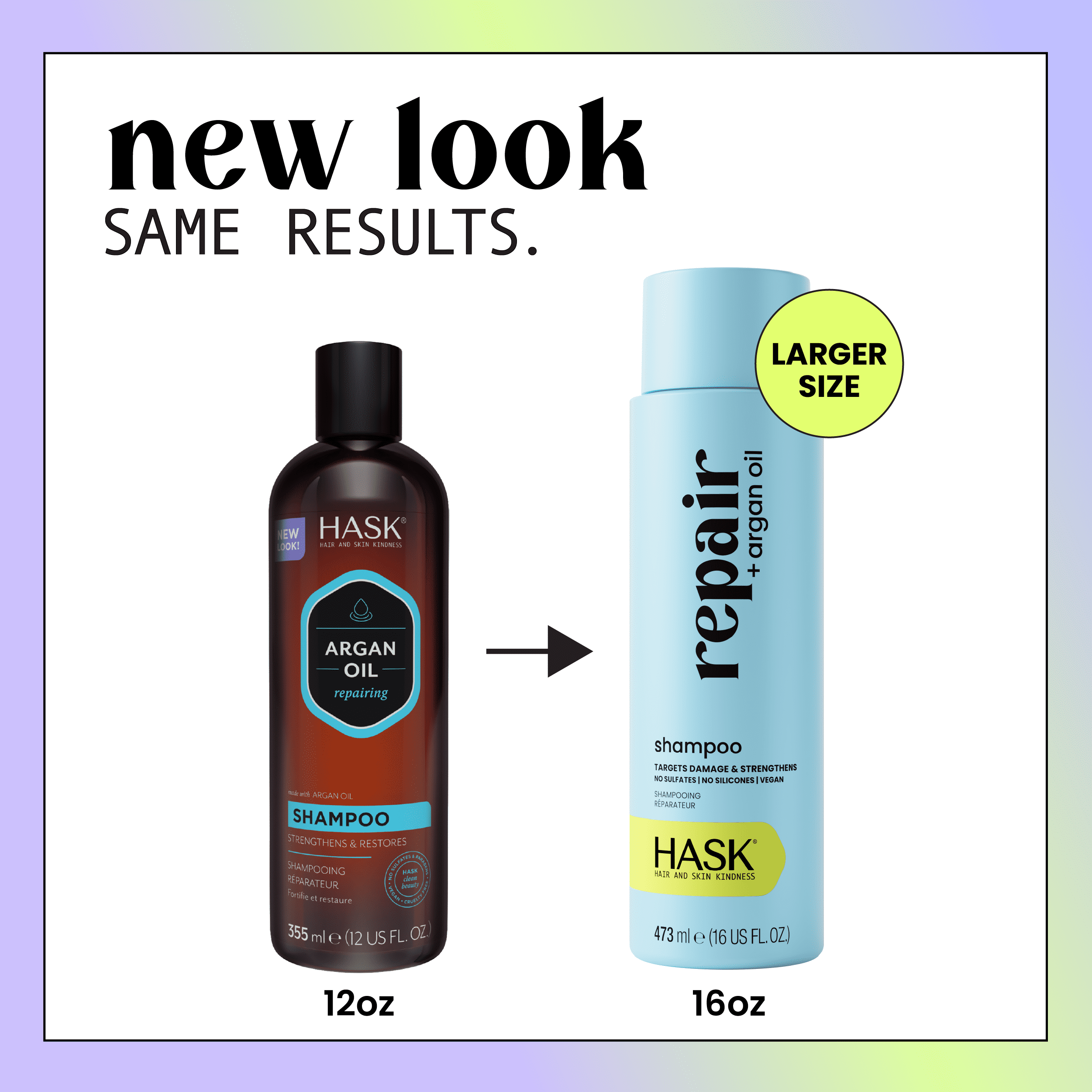 (4 pack) HASK Repair + Argan Oil Shampoo, 16 fl oz