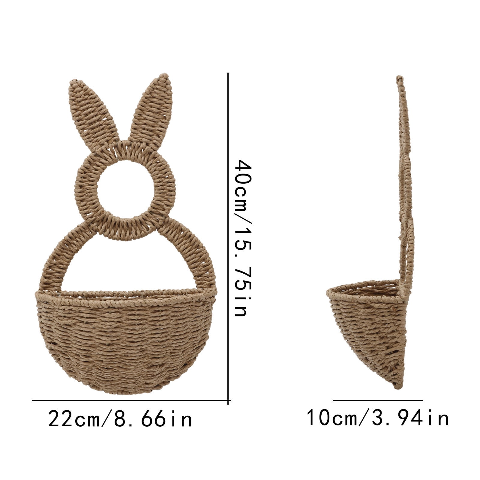 Hare Shape Basket Woven Plastic Easter Basket Wall Ornament For Holiday Decoration Indoor and Outdoor Display