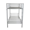 thumbnail image 3 of Twin Size Iron Bunk Bed Frame, Twin-Over-Twin Metal Bunk Bed with Safety Guardrail and Built-in Ladder for Kids Teens Adults Boys Girls, No Box Spring Needed, Not Mattress Included, Gray, 3 of 7