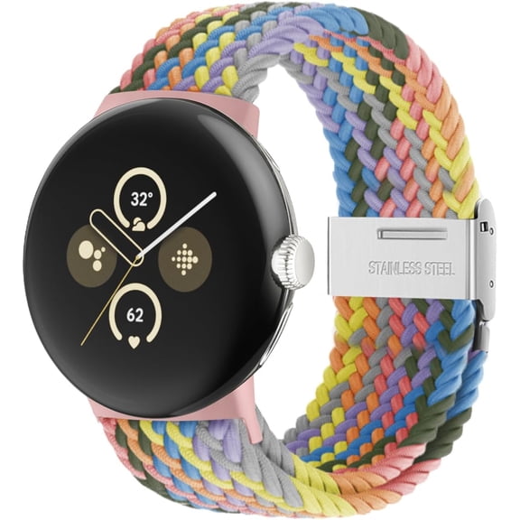 MYKOMI Stretchy Braided Bands for Google Pixel Watch 4/3/2/1 Band 41mm | Upgraded Connector, Elastic Nylon Breathable Sport Straps for Women Men
