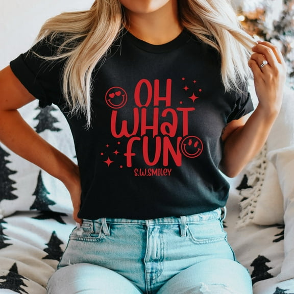 S.W.Smiley Oh What Fun Sparkle - Womens Short Sleeve Tee