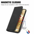 thumbnail image 3 of Case for iPhone 16, Classic Business Premium PU Leather Cover TPU Bumper with Card Holder Kickstand Magnetic Adsorption Flip Wallet Case Cover for iPhone 16, Black, 3 of 4