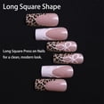 thumbnail image 2 of mirlewaiy Long Square Press On Nails | Glossy Y2K Coquette Style, Leopard Print French Tip with 3D Bow, Manicure Set for Women, 24Pcs, Nude Pink, 2 of 6