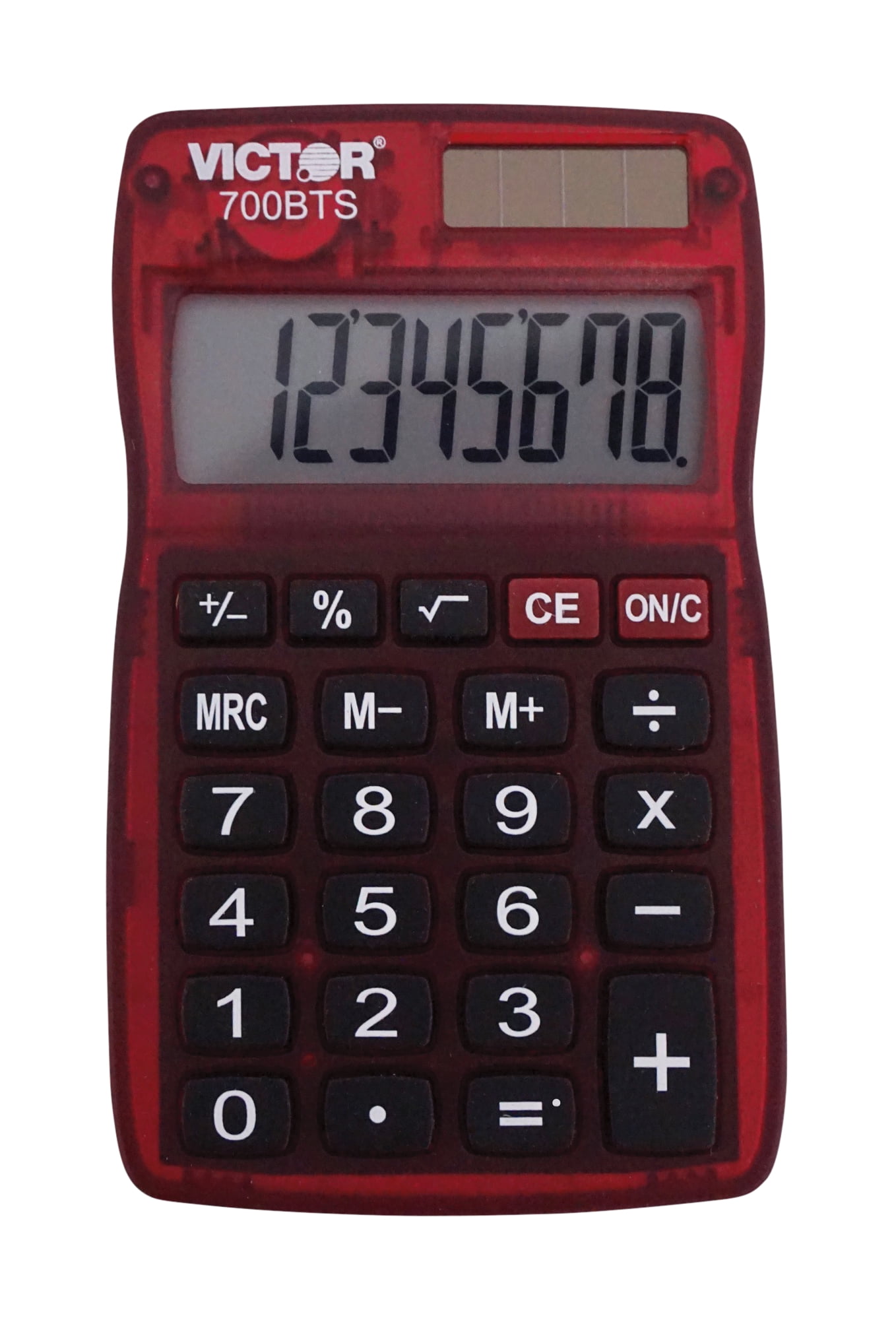 Victor Technology 700BTS 8-Digit Solar/Battery Pocket Calculator, Assorted Translucent Colors
