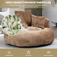 thumbnail image 5 of Oversized Chenille Bean Bag Sofa Bed Indoor,Modern Lazy Couch with High Back,Comfy Cozy Chaise Longue Chair with 3 Plliows for Living Room,Apartment,Coffee, 5 of 7