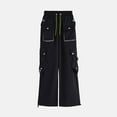 thumbnail image 4 of Olyvenn Womens Outdoor Hip Hop Cargo Pants Drawstring Elastic Waist Casual Pants Fashion Wide Leg Workout Pants with Pocket Black 8, 4 of 6